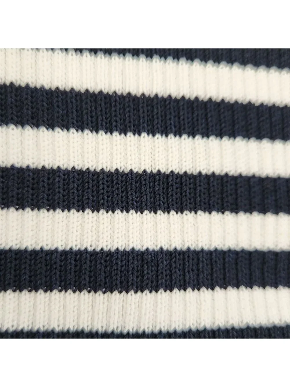 Chanel Marine Stripe Knit Cardigan Navy White